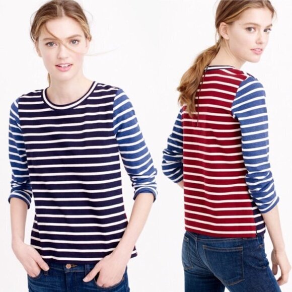 J. Crew Tops - J.Crew Multi Color Mixed Stripe T-Shirt